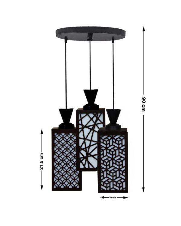 Decorativo 3 Lights Wooden Pendant Foyer Ceiling Lamp | 8 x 4 x 35 inches Cheap