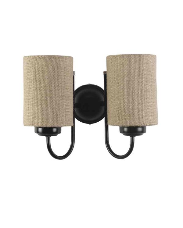 Elegant Jute Wall Mounted Dual Lamp Iron Base | Set of 2 | 12 x 6 x 9 inches Supply