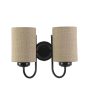 Elegant Jute Wall Mounted Dual Lamp Iron Base | Set of 2 | 12 x 6 x 9 inches Supply