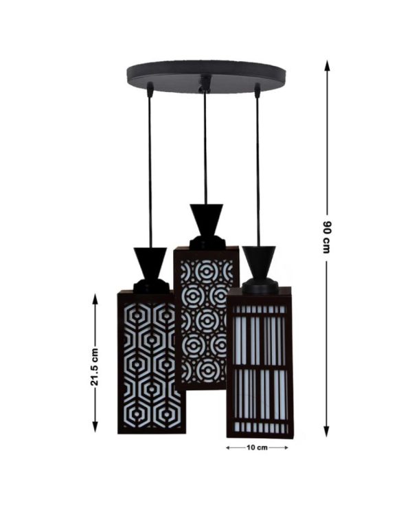 Elegante Wooden Pendant 3 Lights Foyer Ceiling Lamp | 8 x 4 x 35 inches Supply