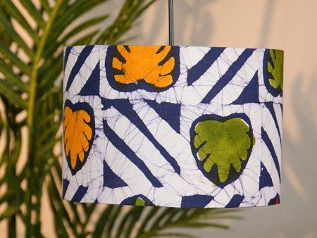 Artisan Batik Cotton Fabric and Coated Frame Print Pendant Light With Wire Cable Hot on Sale