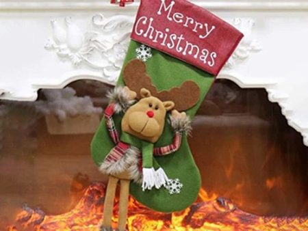 Charming Merry Christmas Reindeer Stocking | 22 x 10 x 5 inches Online Hot Sale