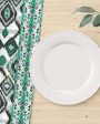 Green & White Abstract Table Runner For Discount