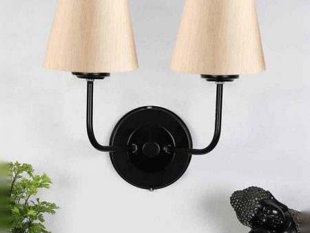 Elegant Cotton Wall Mounted Dual Lamp with Iron Base | Set of 2 | 4 x 13 inches Online Sale