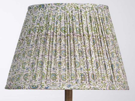 Elegant White & Green Cotton Fabric and Coated Frame Block Print Empire Lampshade Cheap