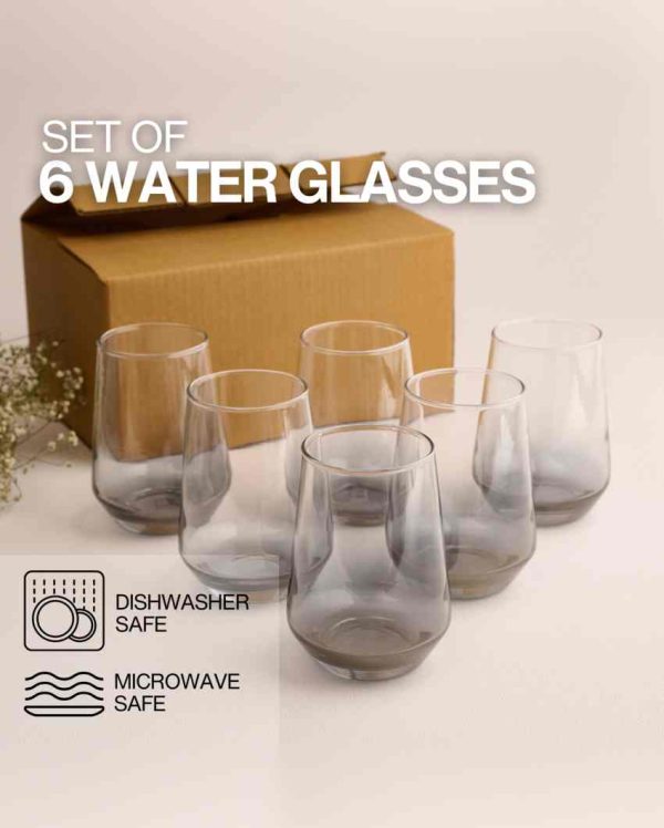 Modern Black Water Glass | Set of 6 | 390 ML Sale