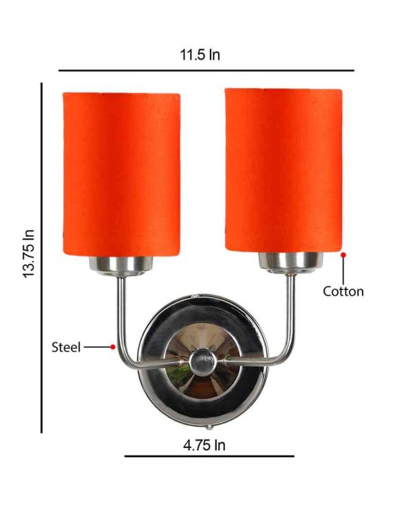 Classic Cotton Wall Mounted Dual Lamp with Steel Base | Set of 2 | 4 x 12 x 14 inches Hot on Sale