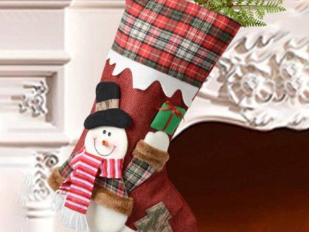 Joyful Red Snowfall Jute & Checks Snowman Table Decorative | 22 x 10 x 5 inches Sale