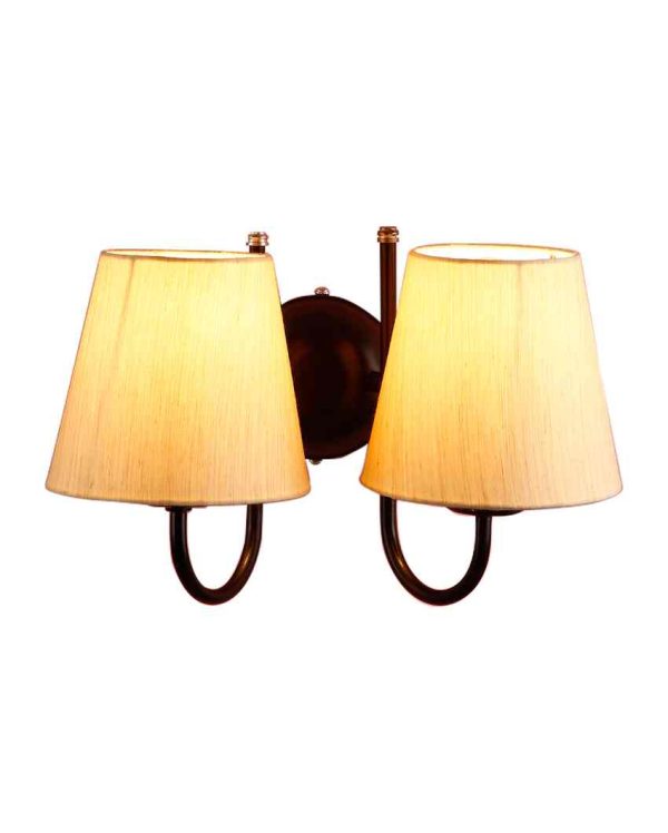 Classic Cotton Wall Mounted Dual Lamp With Iron Base | Set of 2 | 12 x 6 x 9 inches Online Sale