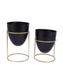 Elegant Metal Design Stand With Planter Pot Without Plant | Pack of 2 For Sale