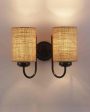 Elegant Jute Wall Mounted Dual Lamp Iron Base | Set of 2 | 12 x 6 x 9 inches Supply