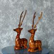 Sitting Wooden Deer | Set Of 2 Online