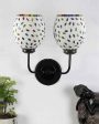 Charming Mosaic Glass Wall Mounted Dual Lamp With Iron Base | Set of 2 | 5 x 11 x 14 inches Online