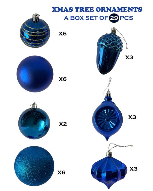 Radiant Cobalt Blue Shiny Metallic Christmas Ornaments | 10 x 10 inches Cheap