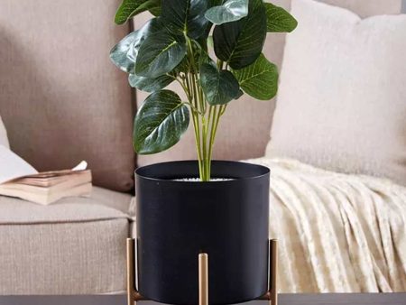 Stylish Cylindrical Metal Design Stand With Planter Pot Without Plant | 7 x 10 inches For Sale