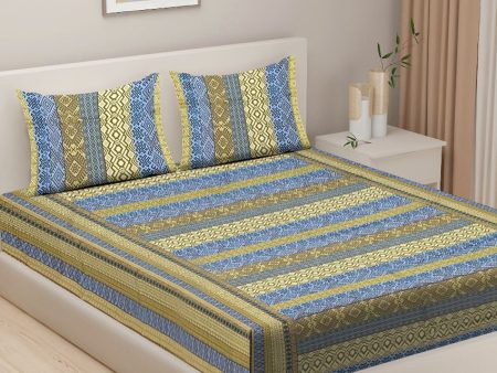 Yellow Ethnic Motif Veda Cotton One Bedsheet With Two Pillow Covers | 100 x 90 inches Sale