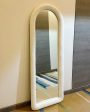 Refined Olivia Style Single Frame Large Ivory Boucle and Beige Suede Velvet MDF Fabric Glass Mirror | 28 x 4 x 68 inches Hot on Sale