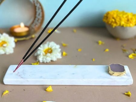 Handmade Marble Puja Incense Stick Holder | Multiple Colors | 9 x 2 inches on Sale