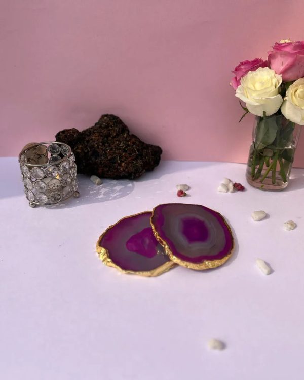 Gracious Brazilian Agate Stone Coasters | Multiple Colors | Set Of 2 | 4 inches Supply