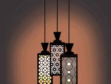 Decoración 3 Lights Wooden Pendant Room Ceiling Lamp | 8 x 4 x 35 inches Cheap