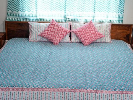 Artisan Weave Printed Cotton Bedsheet with 2 Pillow Covers Sale