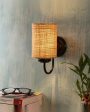 Earthy Jute Wall Mounted Lamp With Iron Base | 7 x 4 x 9 inches on Sale