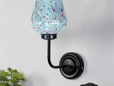 Intricate Mosaic Glass Shade Wall Mounted Lamp With Iron Base | 9 x 4 x 13 inches For Sale