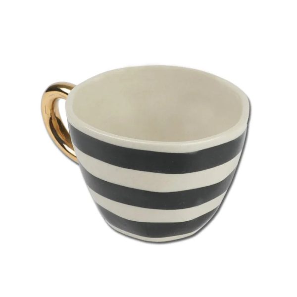 Multicolor Ceramic Bohemic Black & White Stripe Cups | Set of 6 Online Hot Sale