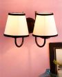 Chic White & Black Cotton Wall Dual Lamp Iron Base | Set of 2 | 12 x 6 x 9 inches Supply