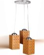 Chic Metal Fitting Three Light Wooden Shade Pendant Ceiling Lamp | 10 x 10 x 26 inches Fashion