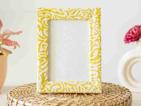 Yellow Block Print Cotton Photo Frame | 8 x 6 inches Cheap