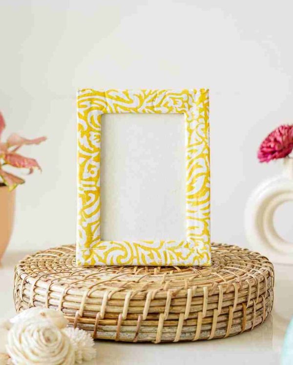 Yellow Block Print Cotton Photo Frame | 8 x 6 inches Cheap