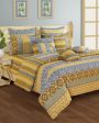 Yellow Ethnic Motif Veda Cotton One Bedsheet With Two Pillow Covers | 100 x 90 inches Sale