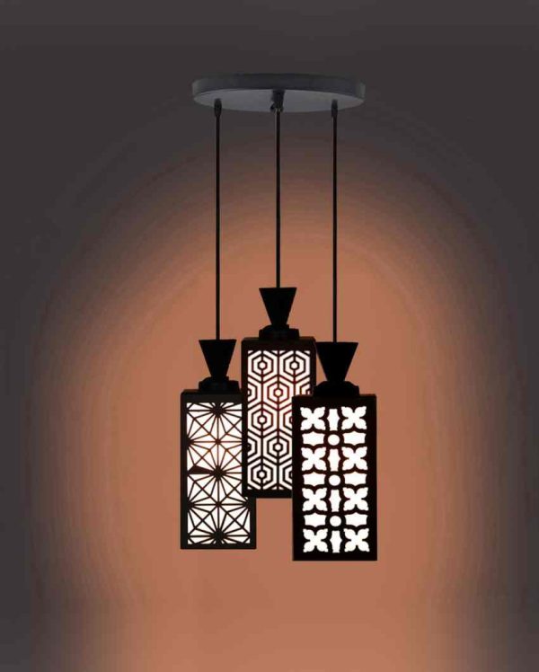 Elegancia Wooden Pendant 3 Lights Foyer Ceiling Lamp | 8 x 4 x 35 inches Online Hot Sale