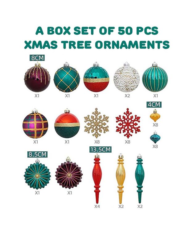 Vibrant Maroon, Green & White Christmas Ball Ornaments | 15 x 5 inches on Sale