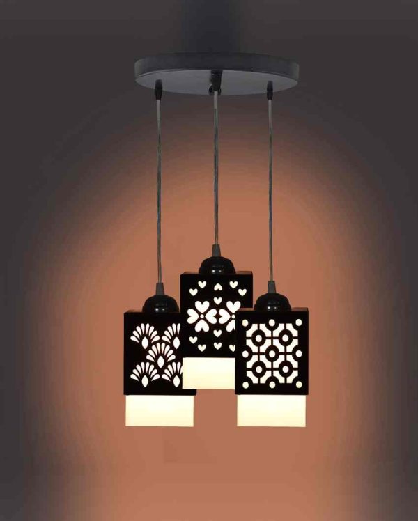 Estiloso 3 Shades Wooden Pendant Ceiling Lamp | 5 x 6 x 32 inches Fashion