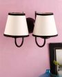 Chic White & Black Cotton Wall Dual Lamp Iron Base | Set of 2 | 12 x 6 x 9 inches Supply