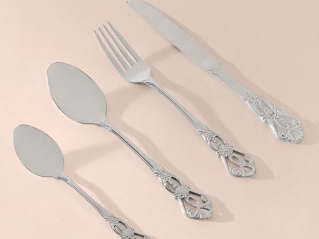 Silver Accents Cutlery Set | Set of 4 For Sale