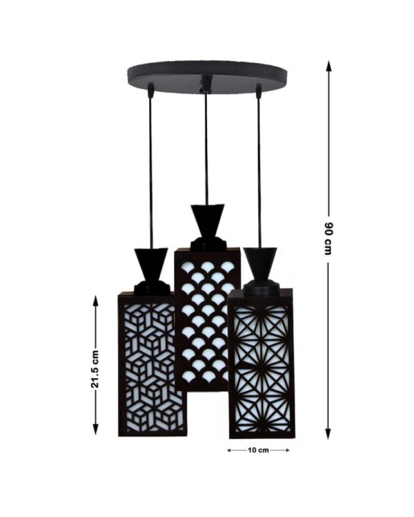 Artisan 3 Lights Foyer Wooden Pendant Ceiling Lamp | 8 x 4 x 35 inches For Discount