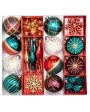 Vibrant Maroon, Green & White Christmas Ball Ornaments | 15 x 5 inches on Sale