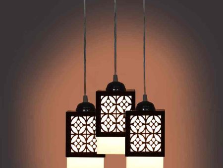 Clásico 3 Shades Wooden Pendant Ceiling Lamp | 5 x 6 x 32 inches Online Sale