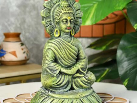 Terracotta Meditating Buddha on Lotus Tabletop | 10 Inches Online