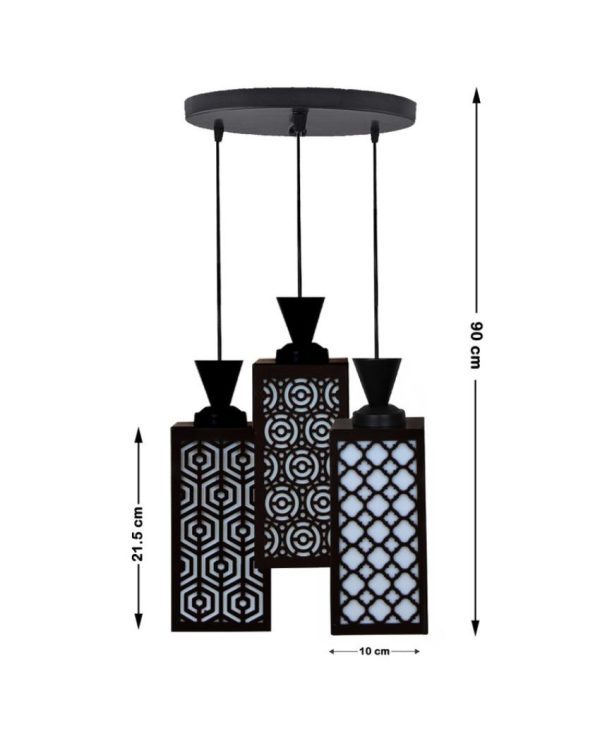 Contemporary Wooden Pendant 3 Lights Foyer Ceiling Lamp | 8 x 4 x 35 inches Supply