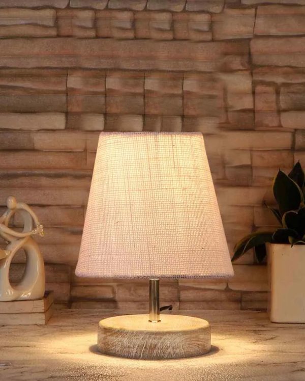 Antique Jute Round White Brushed Wood Table Lamp | 6 x 8 inches Online Sale