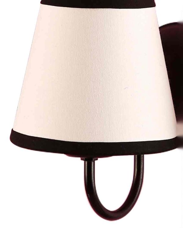 Chic White & Black Cotton Wall Dual Lamp Iron Base | Set of 2 | 12 x 6 x 9 inches Supply