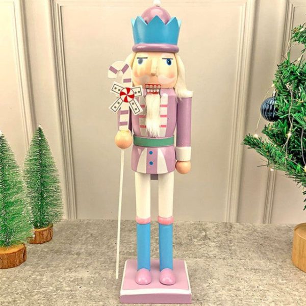 Wooden Pastel Purple Candycane Nutcracker Self Standing Christmas Table Decor | 16 x 4 inches Sale