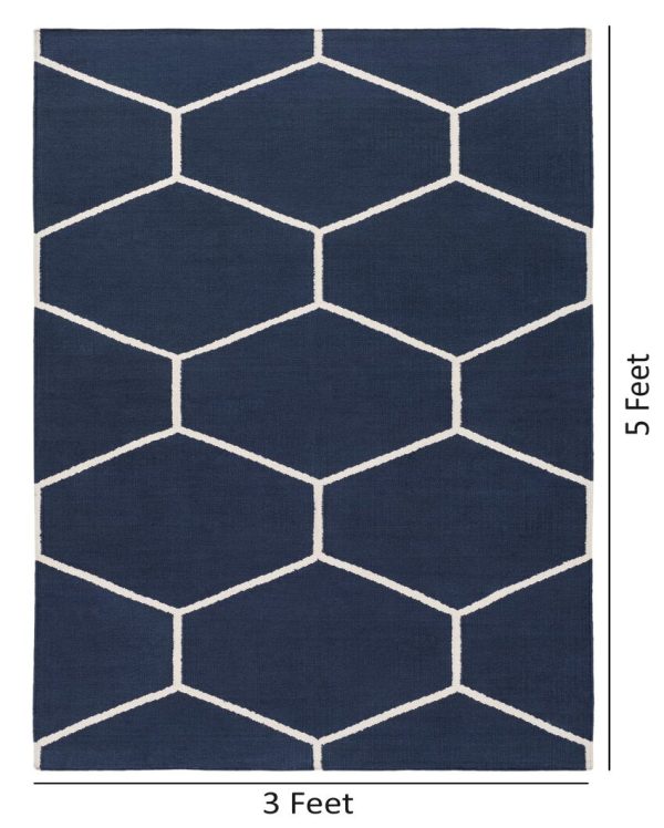 Navy Handwoven Atrium Cotton Durable Carpet Online now