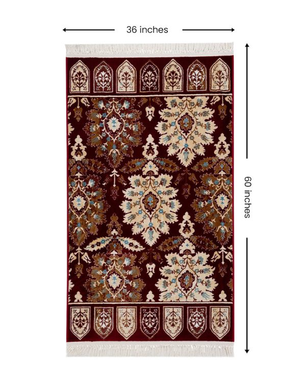 Luxurious Detailed Burgundy & Cream Polyester Gulmarg Area Carpet on Sale