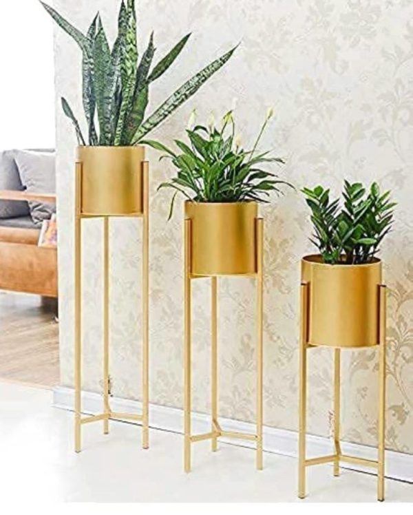 Tall Indoor Plant Stand with Planter Pot | Set of 3 Supply