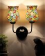 Elegant Mosaic Glass Wall Mounted Dual Lamp With Iron Base | Set of 2 | 5 x 11 x 14 inches Online Sale